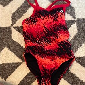 TYR Vibrant Red and Black Swimsuit, size 22